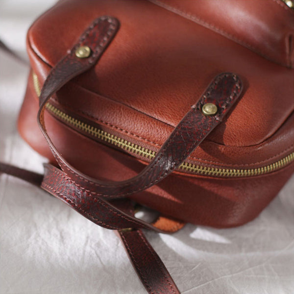 Womens Small Brown Genuine Leather Backpack Bag Purse Nice Backpacks for Women Genuine Leather