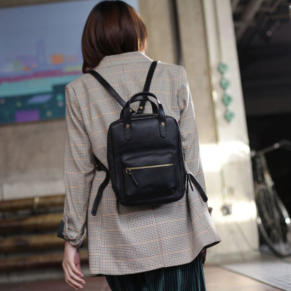 Womens Small Brown Genuine Leather Backpack Bag Purse Nice Backpacks for Women cute
