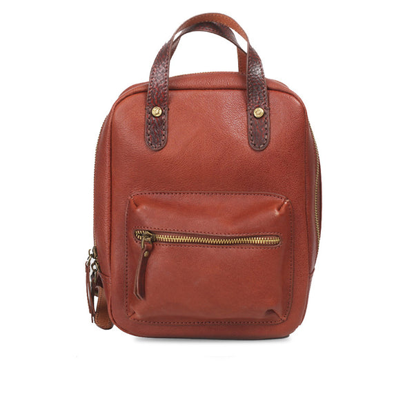 Womens Small Brown Genuine Leather Backpack Bag