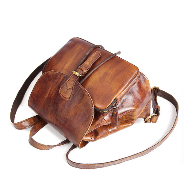 Womens Small Brown Leather Backpack Cute Backpacks for Women Accessories