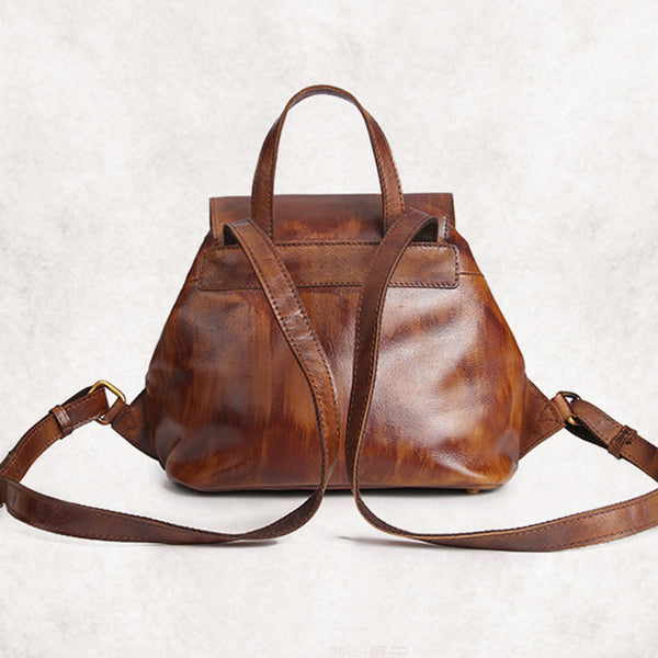 Womens Small Brown Leather Backpack Cute Backpacks for Women Boutique