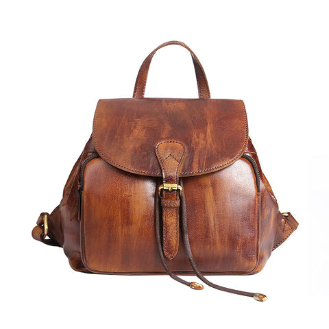 brown leather backpack purse cute yearsbag Kattee Genuine for Women, Medium Soft Daypack, pockets that are cotton lined. Leather Backpack Purse. Hand Tooled