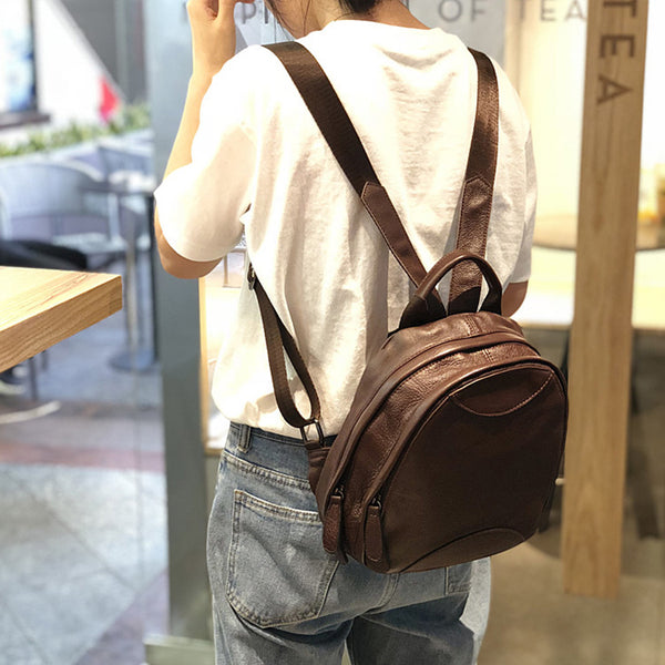 Womens Small Leather Backpack Stylish Backpacks For Women Brown
