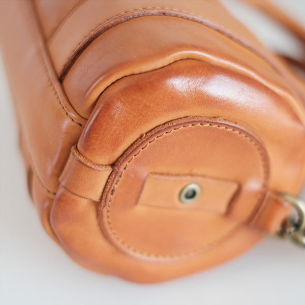 Womens Small Leather Barrel Bag Shoulder Handbags Designer