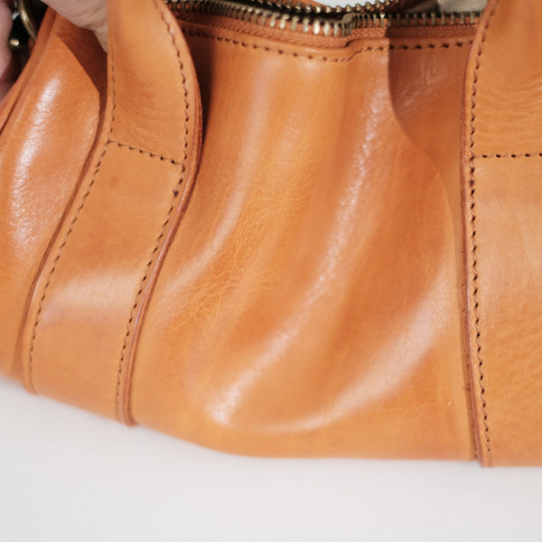 Womens Small Leather Barrel Bag Shoulder Handbags Details