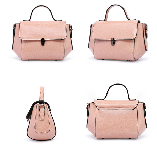 Womens Small Leather Crossbody Bags Leather Shoulder Bag Purses for Women Satchel bag mini pink