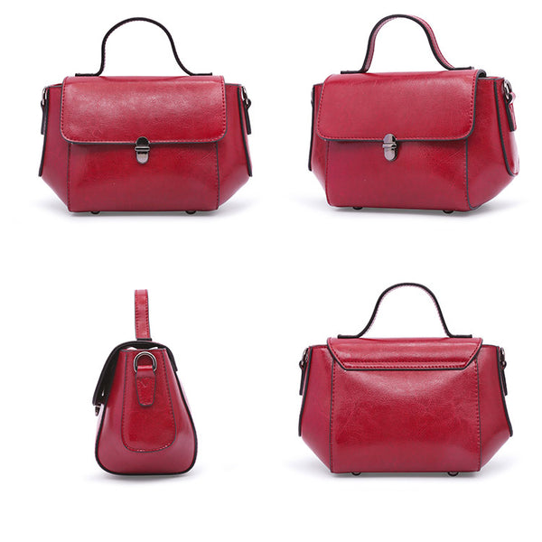 Womens Small Leather Crossbody Bags Leather Shoulder Bag Purses for Women Satchel bag mini red
