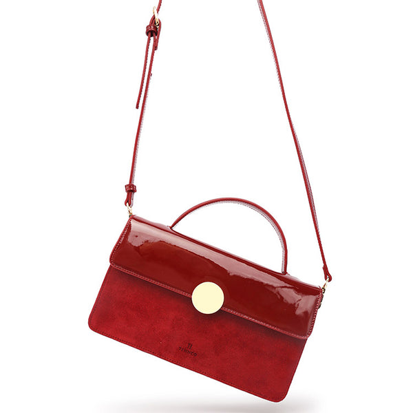 Womens Small Leather Satchel Bag Red Leather Crossbody Bags for Women cute
