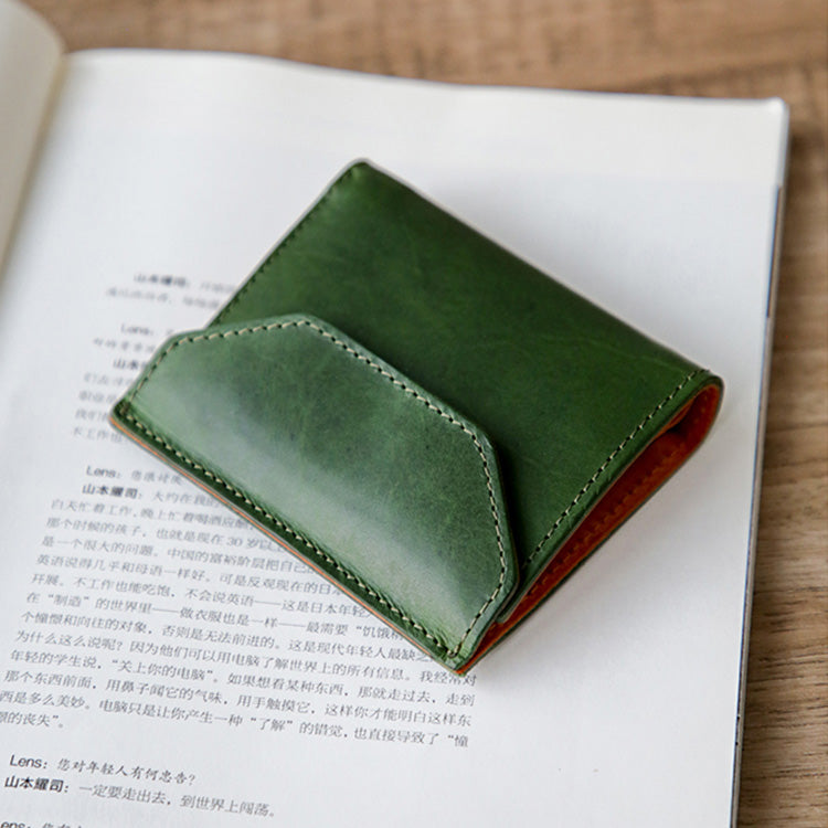 Wallet Women Soft PU Leather Female Coin Pocket Card Photo Holder Cute  Small Flower Tri-Fold Ladies Wallets-Green