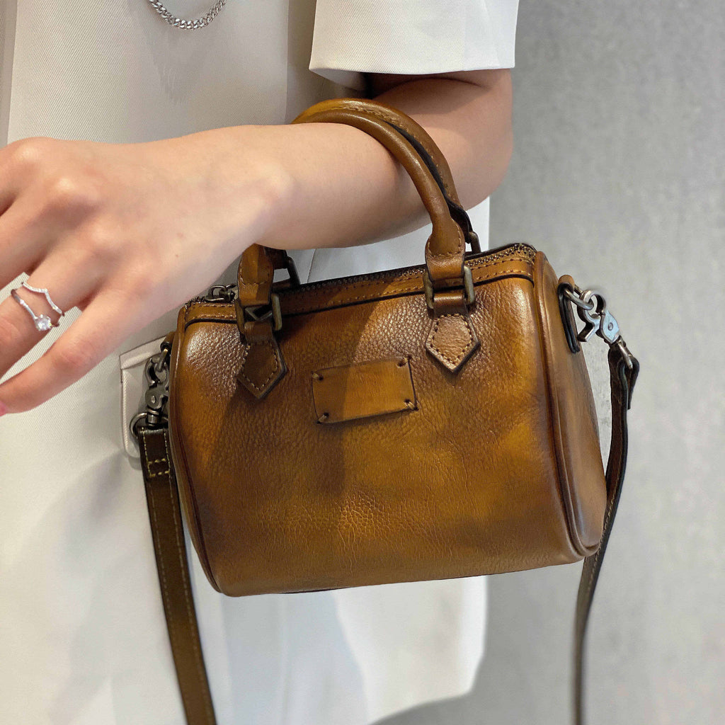 Ladies Coffee Leather Shoulder Bag Genuine Leather Handbags For Women
