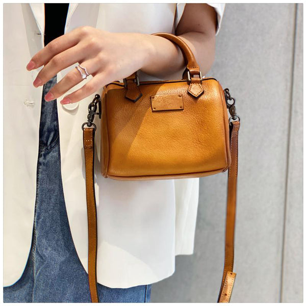 Womens Small Shoulder Bags Boston Bag Genuine Leather Handbags For Women Badass