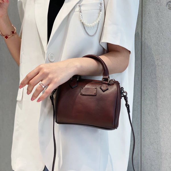 Womens Small Shoulder Bags Boston Bag Genuine Leather Handbags For Women Beautiful