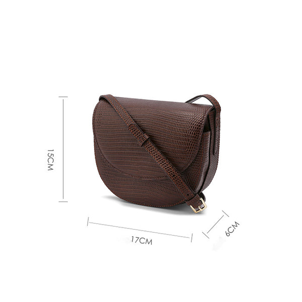 Womens Small Tan Leather Crossbody Saddle Bag Satchel Bag Purse for Women