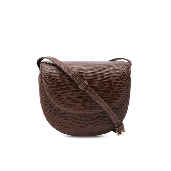 Womens Small Tan Leather Crossbody Saddle Bag