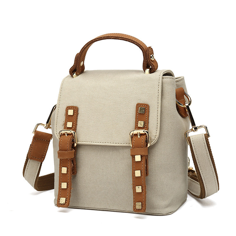 Womens Small Waterproof Canvas And Leather Backpack Satchel Handbags For Women Affordable