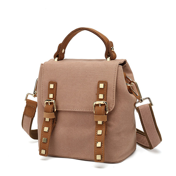 Womens Small Waterproof Canvas And Leather Backpack Satchel Handbags For Women Chic