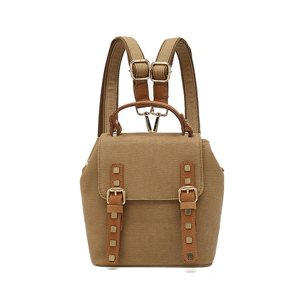Womens Small Waterproof Canvas And Leather Backpack Satchel Handbags For Women