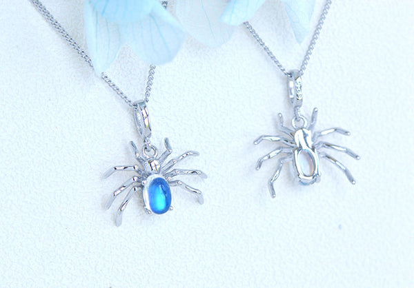 Womens Spider Shaped Sterling Silver Moonstone Pendant Necklace For Women Designer