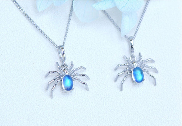 Womens Spider Shaped Sterling Silver Moonstone Pendant Necklace For Women Nice