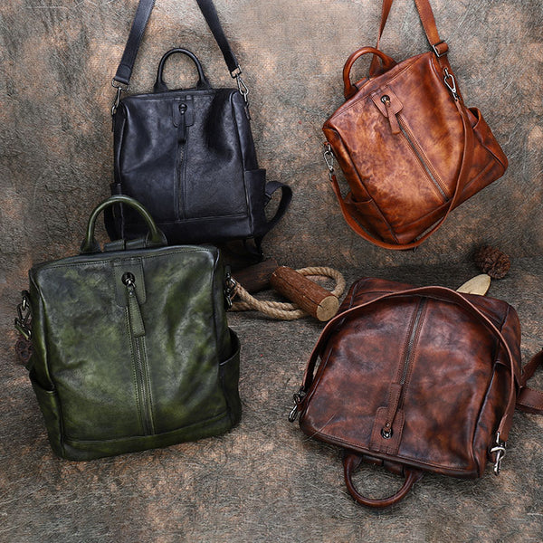 Womens Square Leather Satchel Backpack Purse Shoulder Handbags for Women