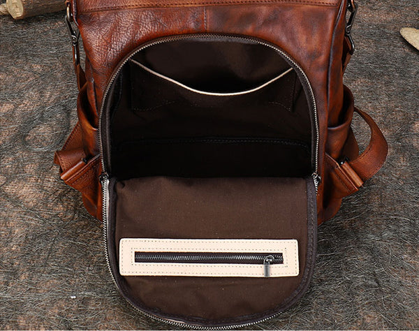 Womens Genuine Leather Rucksack Backpack Cross Shoulder Bag for Women Durable