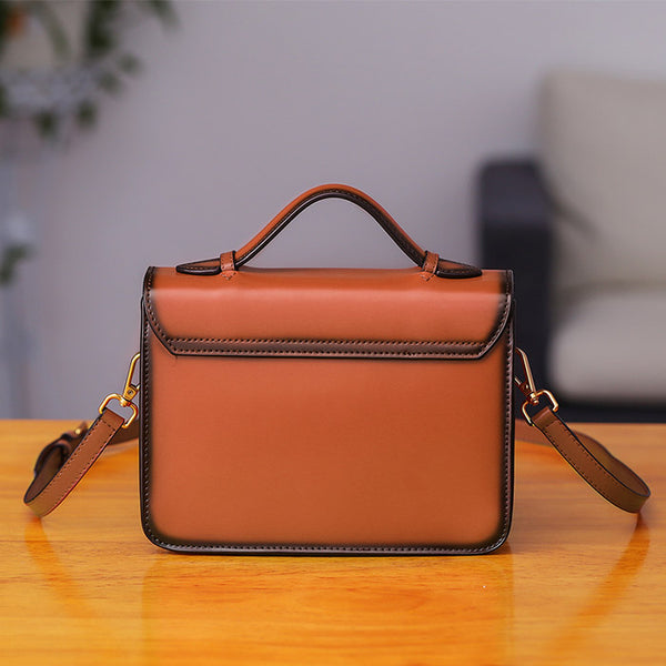 Womens Square Leather Satchel Bags Purses Handbags for Women Chic