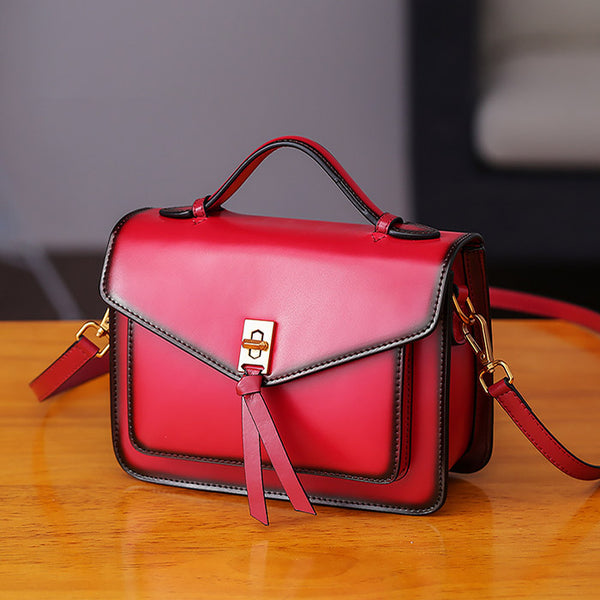 Womens Square Leather Satchel Bags Purses Handbags for Women Designer