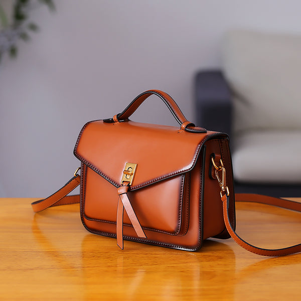 Womens Square Leather Satchel Bags Purses Handbags for Women