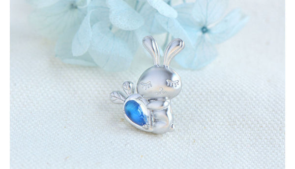 Womens Sterling Silver Moonstone Bunny Pendant Necklace June Birthstone Pendant Necklace Fashion