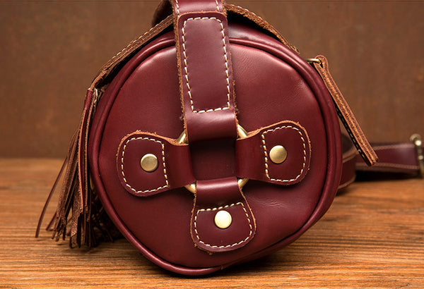 Womens Cute Leather Fringe Crossbody Bag Purse Over Shoulder Bags for Women Handmade