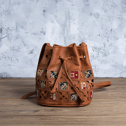 Customized Light Color Ladies Designer Vegan Leather Bucket Bags Handbags
