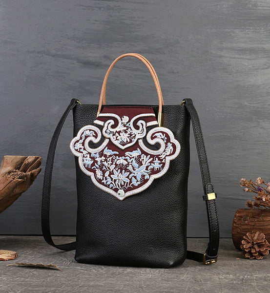 Womens Vintage Boho Tote Bags Small Leather Crossbody Bag