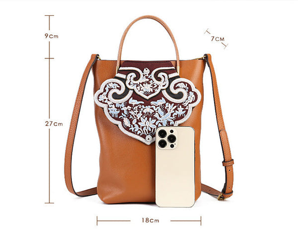 Womens Vintage Boho Tote Bags Small Leather Crossbody Bag Capacity