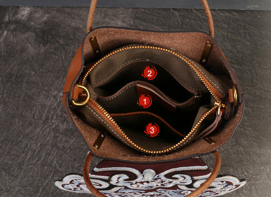 Womens Vintage Boho Tote Bags Small Leather Crossbody Bag Inside