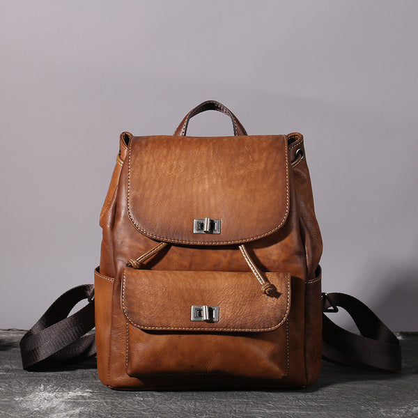 Womens Vintage Brush Off Leather Backpack Purse Rucksack Bag For Women Affordable
