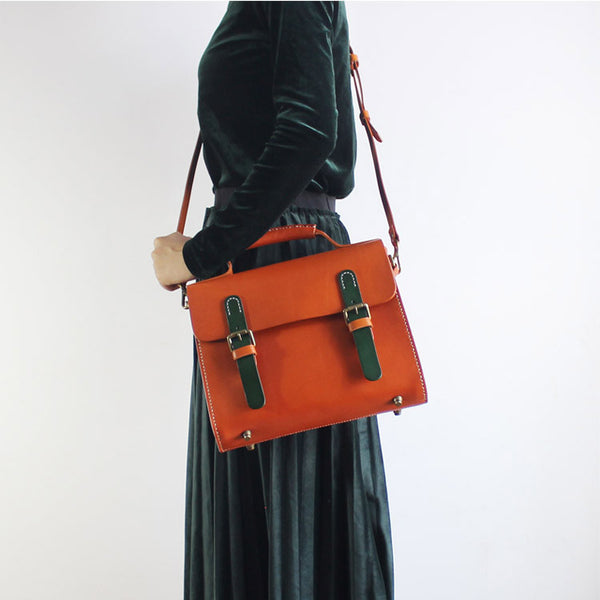Womens Vintage Leather Satchel Bag Handbags Crossbody Bags for Women Details