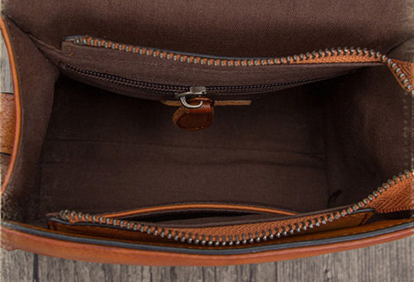 Womens Vintage Leather Side Satchel Bag Purse Crossbody Sling Bag for Women Inside