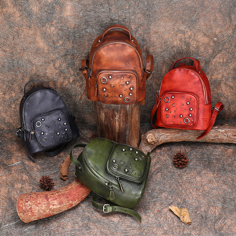 cute red leather backpack purse cheap Vintage Womens Red Leather Backpack Purse Small Backpacks for Women – igemstonejewelry