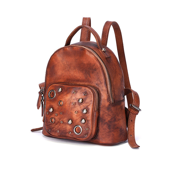 Funky Womens Genuine Leather Small Backpack Purse Cool Backpacks for Women