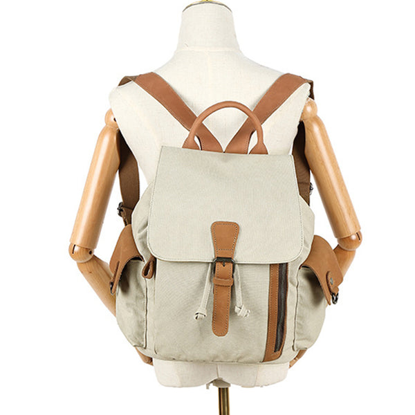 Womens Waterproof Canvas And Leather Backpacks Small Rucksack For Women  Cool