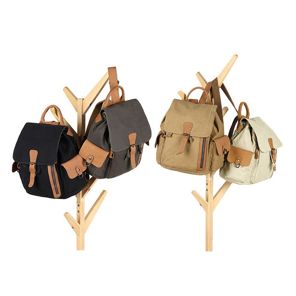 Womens Waterproof Canvas And Leather Backpacks Small Rucksack For Women  Cowhide