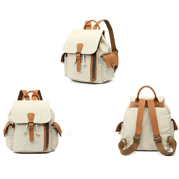 Womens Waterproof Canvas And Leather Backpacks Small Rucksack For Women  Cute