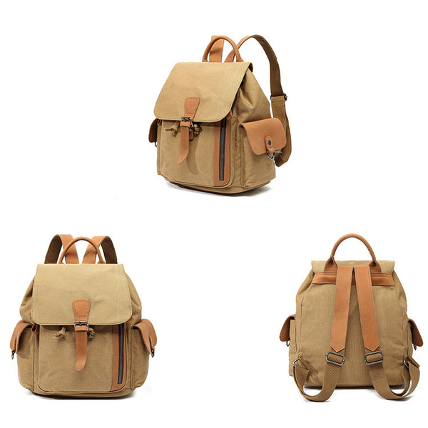Womens Waterproof Canvas And Leather Backpacks Small Rucksack For Women  Designer