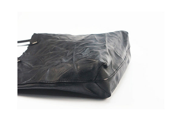 Womens Wrinkle Genuine Leather Shoulder Tote Bags Handbags for Women