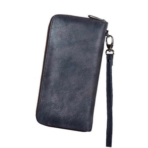 Womens Genuine Leather Clutch Wallet Purse With Sunflower Pattern Zip Around Wallet For Women Black