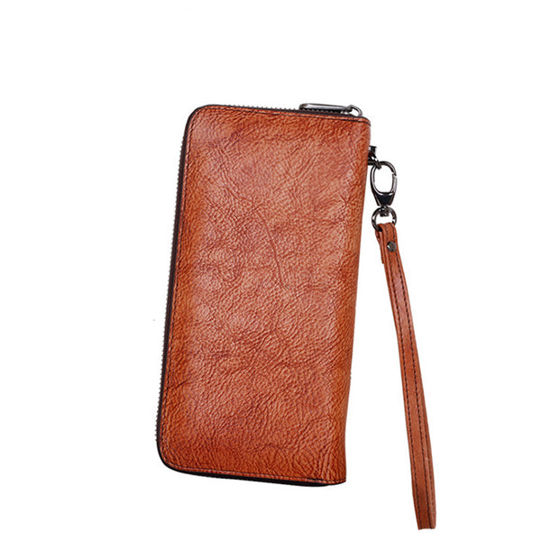 Womens Genuine Leather Clutch Wallet Purse With Sunflower Pattern Zip Around Wallet For Women Cute