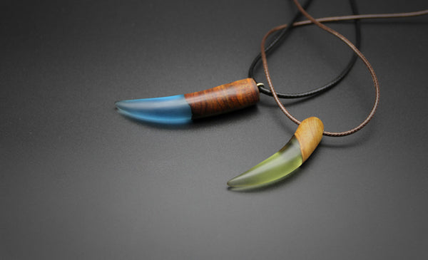 Wood Resin Pendant Necklace Unique Handmade Jewelry For Women Men chic