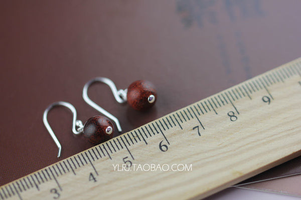 Wooden Dangle Hook Earrings Sterling Silver Handmade Jewelry Accessories Gift Women chic