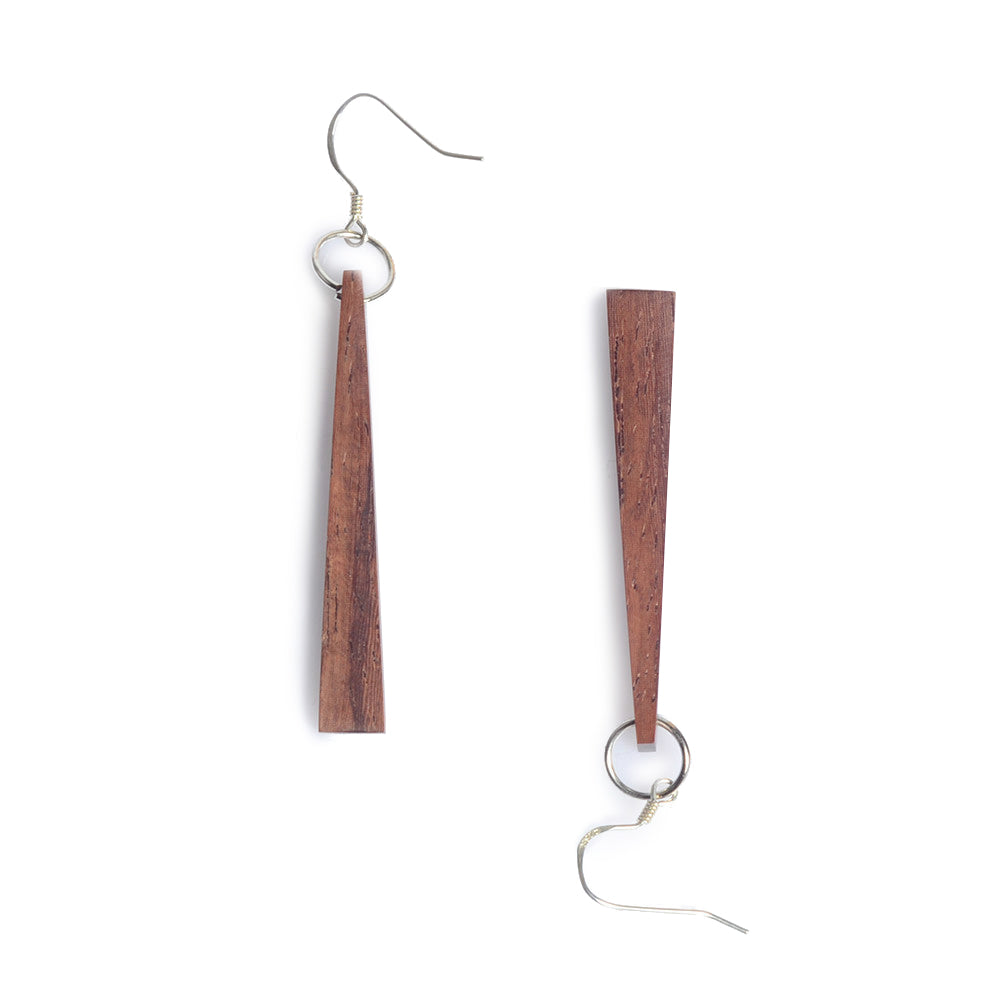 Wooden Drop Earrings Silver Handmade Jewelry Accessories Women men