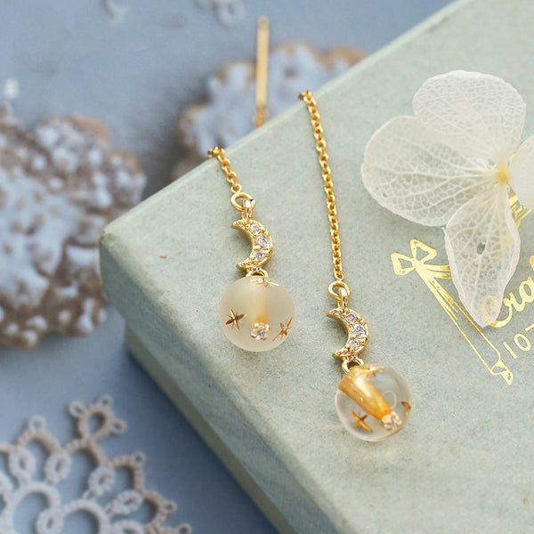 Zircon Crystal Cute Dangle Threader Earrings Drop Earrings Gold Jewelry Women beautiful